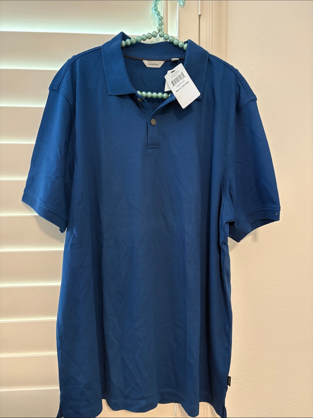 NWT Calvin Klein Blue Men’s Polo Collar Shirt Sz M